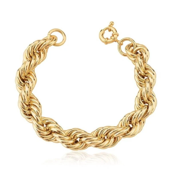 Pulseira Feminina de cordão baiano Dourado Banhado a Ouro 18k Elegante Presente Feminino