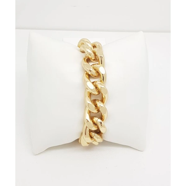Pulseira Feminina de elos médios Dourado Banhado a Ouro 18k Elegante Presente Feminino