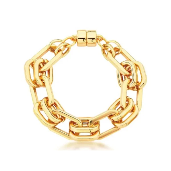 Pulseira Feminina elos duplos Dourado Banhado a Ouro 18k Elegante Presente Feminino