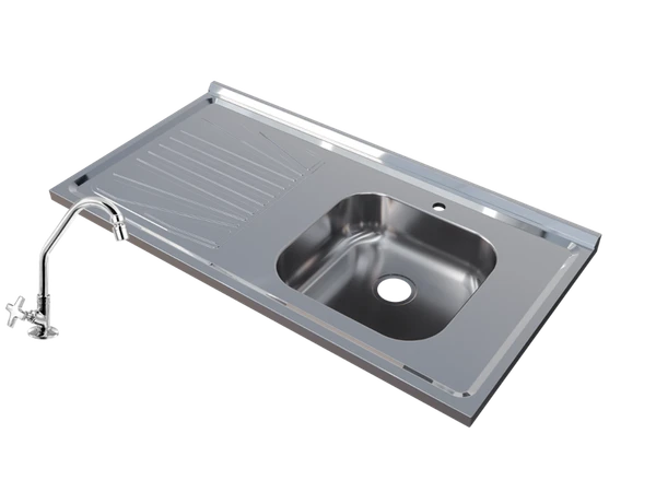 Pia Inox Fabrinox PSD1000 100x52cm, cuba direita, com furo e torneira