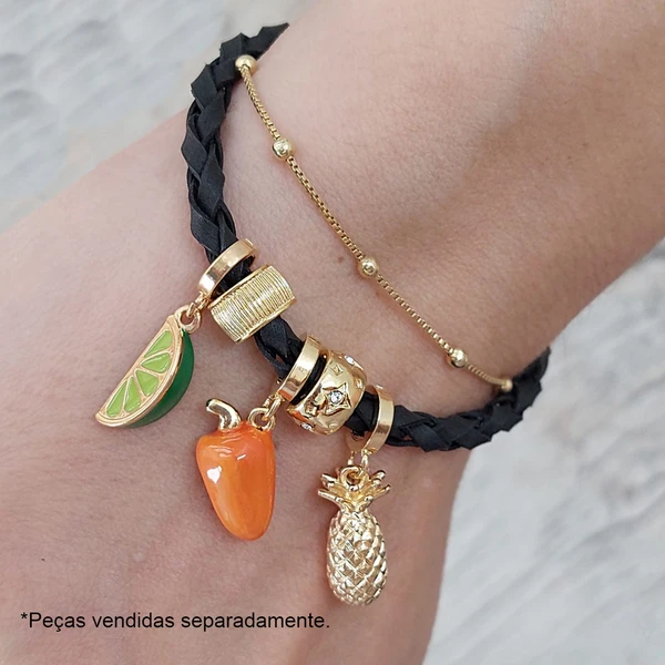 Charm Berloque Abacaxi Revestido em Ouro