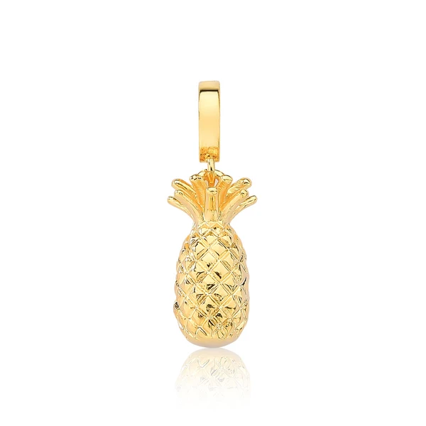 Charm Berloque Abacaxi Revestido em Ouro