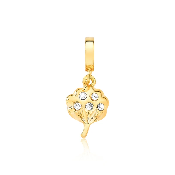Charm Flor do Algodão Pequeno Revestido em Ouro