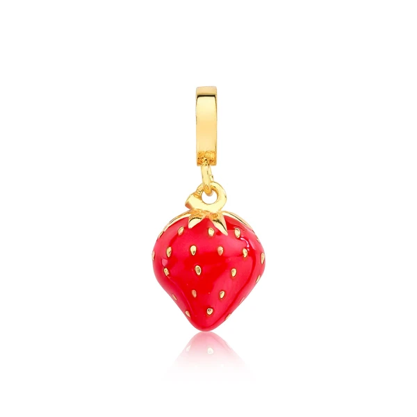 Charm Morango Revestido em Ouro