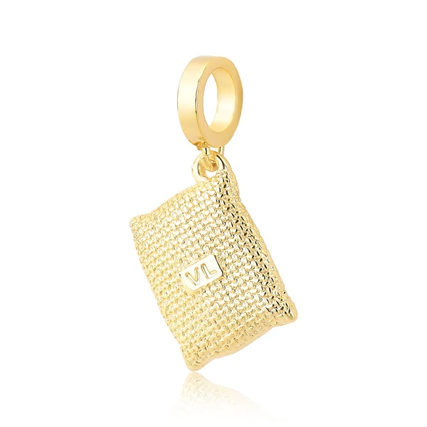 Charm Saca Pequena de Grãos Revestido em Ouro
