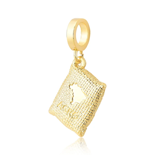 Charm Saca Pequena de Grãos Revestido em Ouro