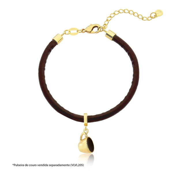 Charm Xícara de Café Revestido em Ouro