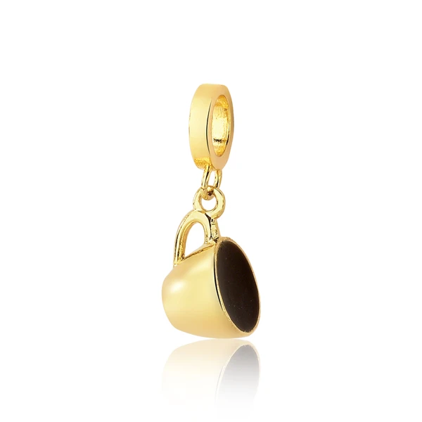 Charm Xícara de Café Revestido em Ouro