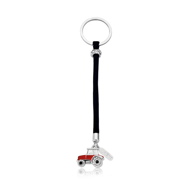 Chaveiro Trator Vermelho em Paracord com Revestimento Prateado