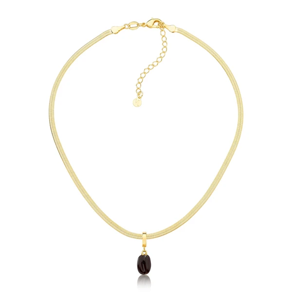 Choker Fita Diamantada com Grão de Café Revestida em Ouro