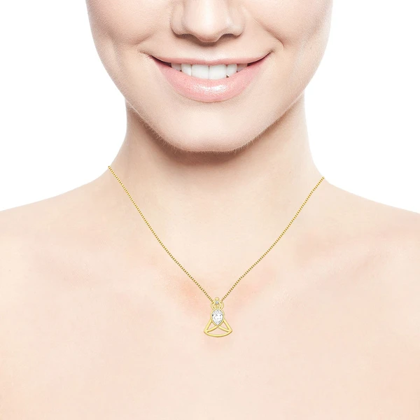 Colar Nossa Sra. Aparecida com Gota Cristal Revestido em Ouro