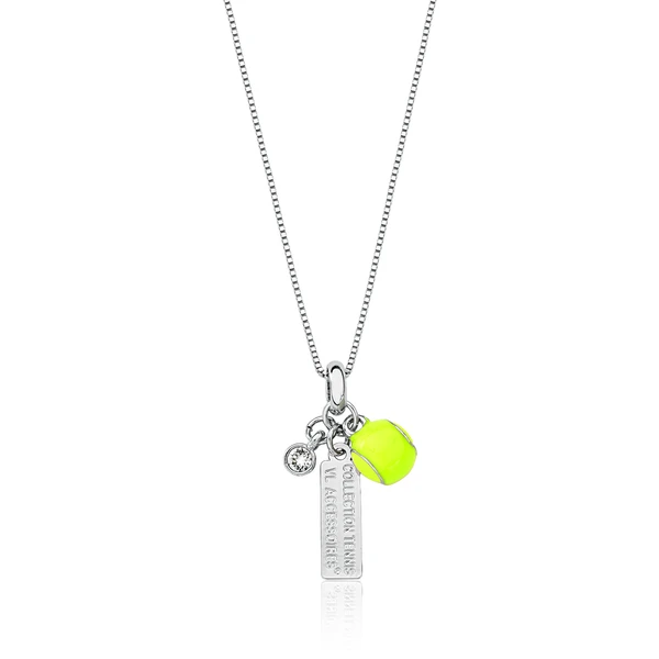 Colar Tennis e Bolinha da Sorte Revestido em Ródio