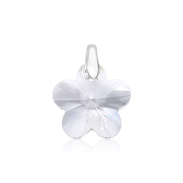 Pingente Flor de Cristal Revestido em Prata