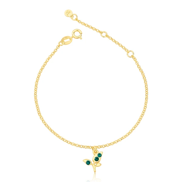 Pulseira Broto Cristais Revestido em Ouro