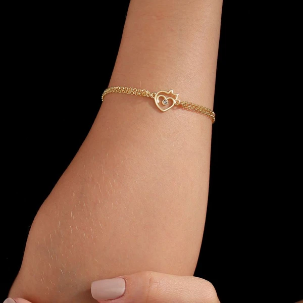 Pulseira Dupla Amor de Gato Revestido em Ouro