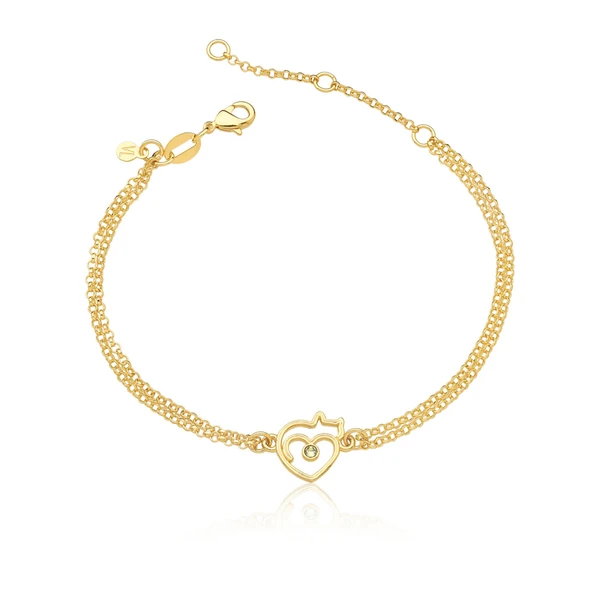 Pulseira Dupla Amor de Gato Revestido em Ouro