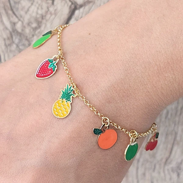 Pulseira Frutas do Agro Revestida em Ouro