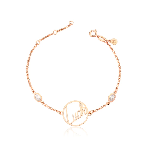 Pulseira Luck com Zircônias Revestida em Ouro Rosê