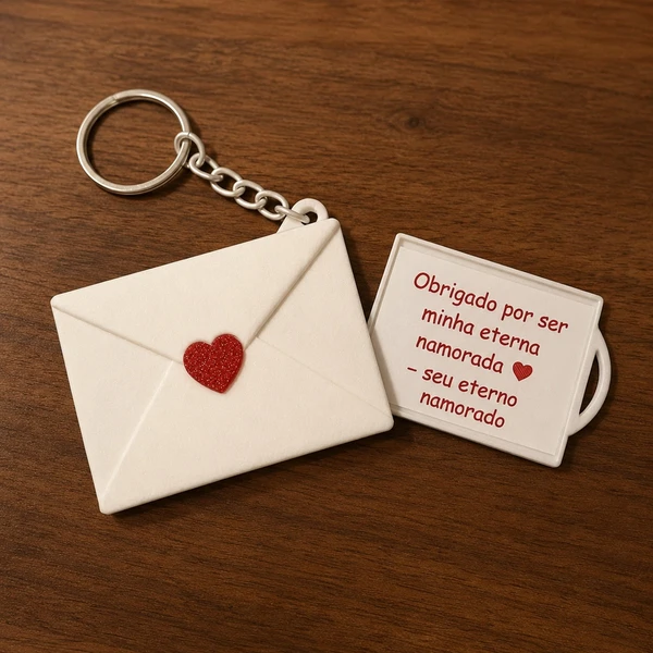 Chaveiro de Carta para colocar foto - Presente de Dia dos Namorados