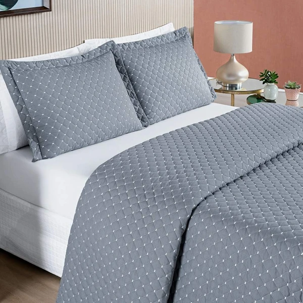 Cobre Leito King Doroty Percal 200 fios - Cinza