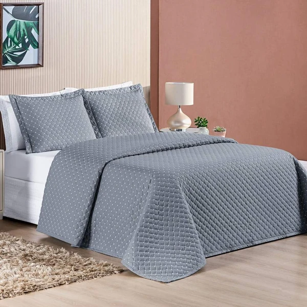 Cobre Leito King Doroty Percal 200 fios - Cinza