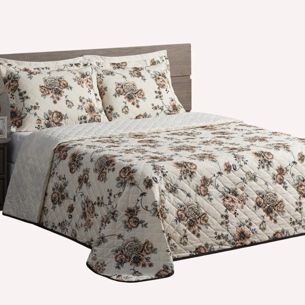 Cobre Leito Queen Amy 3 pçs 100% Algodão - Fl_Tabac