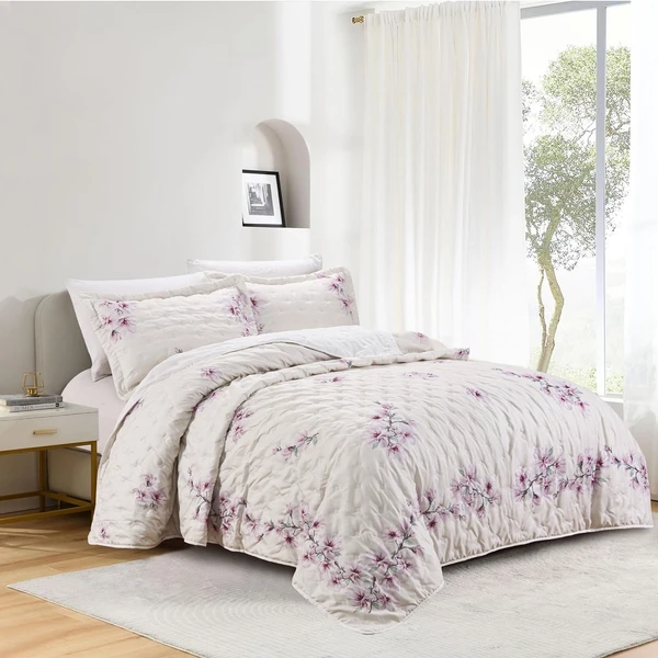 Cobre Leito Queen Delicatto Percal 300 Fios- Mag_Malv