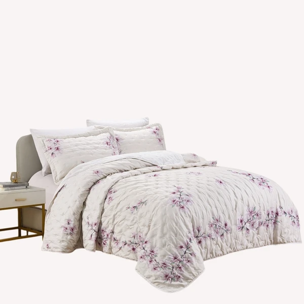Cobre Leito Queen Delicatto Percal 300 Fios- Mag_Malv