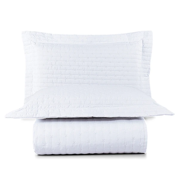 Cobre Leito Queen Felicity 3pçs Percal 80% Algodão 20% Poliéster - Branco