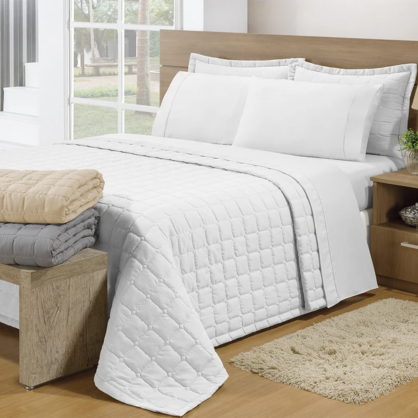 Cobre Leito Queen Soft 3pç 100% Poliéster - Branco