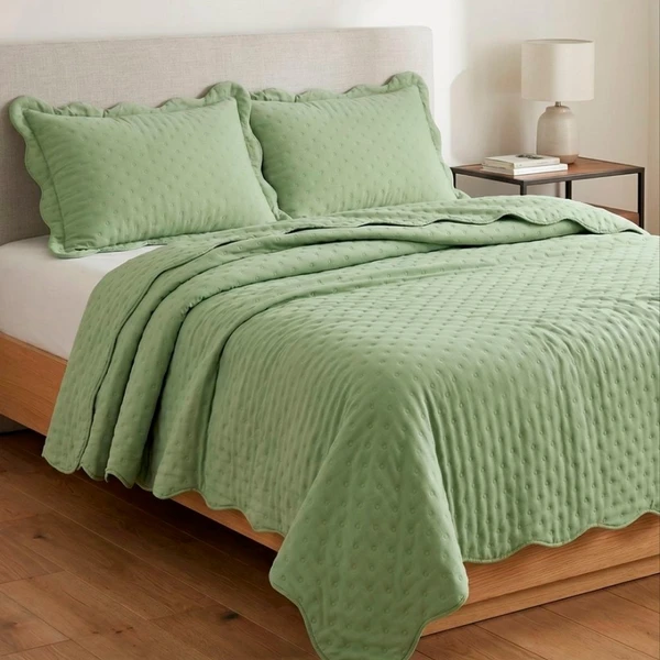 Cobre Leito Queen Vitoria Dupla face 3pç Percal 300 fios - Pistach