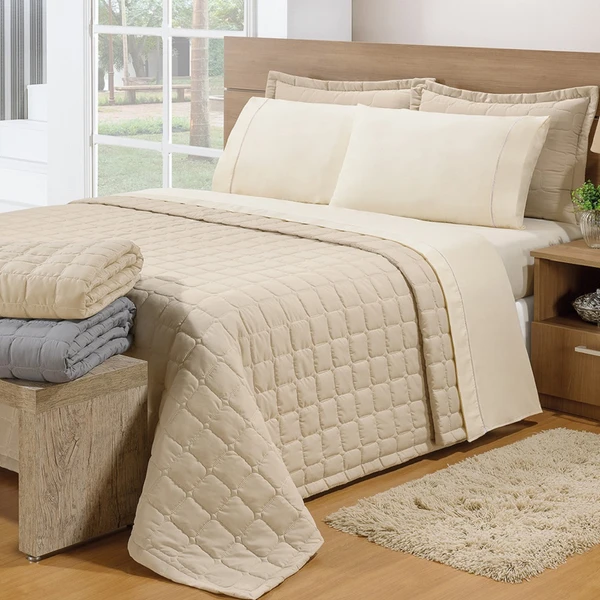 Cobre Leito Solteiro Soft 2pç 100% Poliéster - Bege