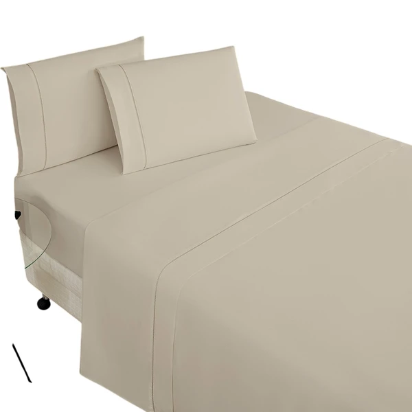 Jg Lençol Casal Classic Percal 180 Fios 4pç 80% Algodão 20% Poliéster - Cáqui
