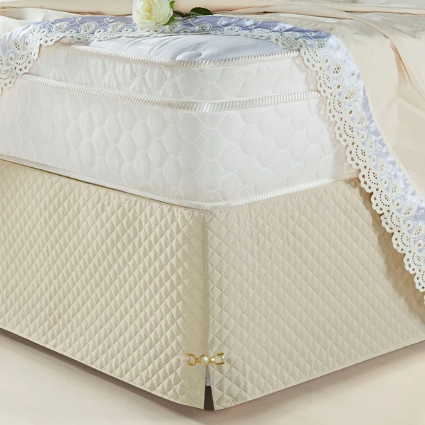 Saia Box Casal Olimpo matelassê costurado- Percal 200 fios - Bege
