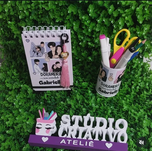 Bloquinho A6 + Porta Caneta Personalizados