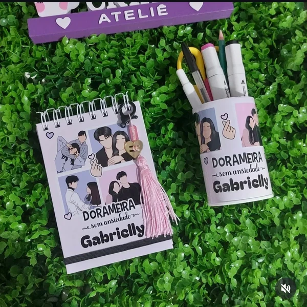 Bloquinho A6 + Porta Caneta Personalizados