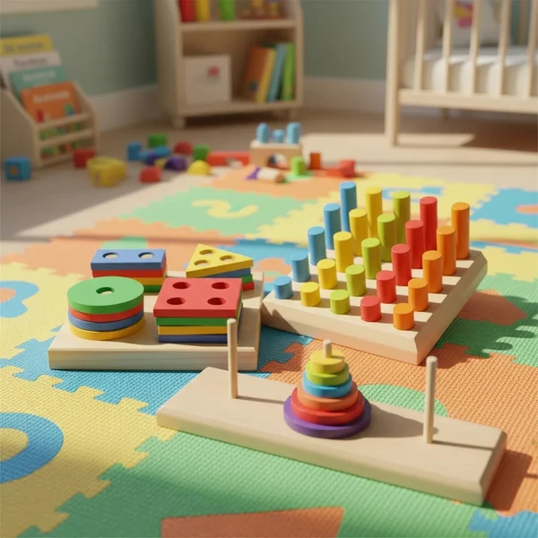 Kit 3 Brinquedos Educativo Infantil em Madeira e EVA Pedagógico Lúdico