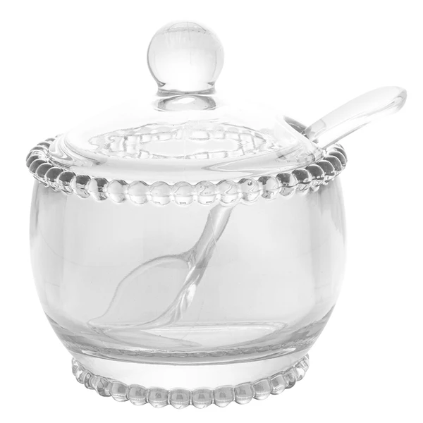 Açucareiro de cristal com colher Pearl Wolff 10x10x11
