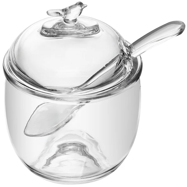 Açucareiro de cristal com colher e tampa Bird Wolff 150 ml