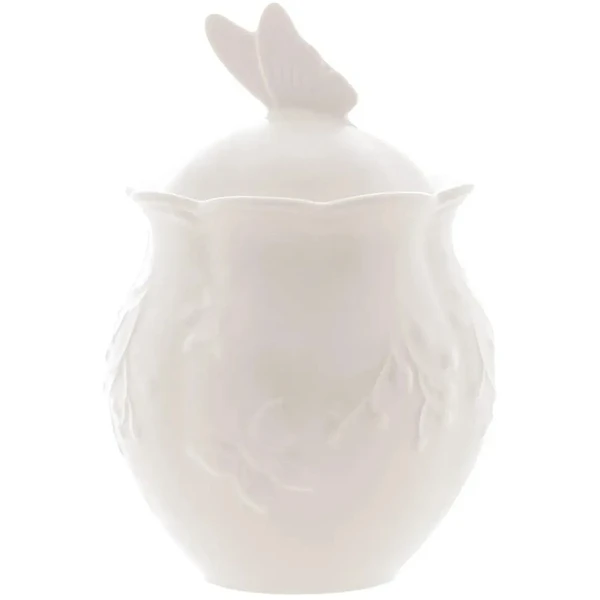 Açucareiro de porcelana Butterfly Flower Lyor 370 ml 9,5x9,5x13,5