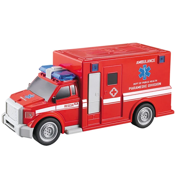 Ambulância em miniatura com luz e som à fricção 1:20