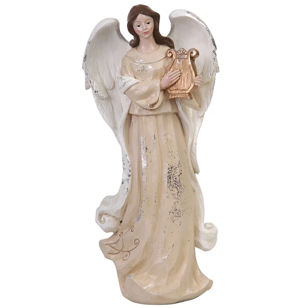 Anjo decorativo em resina 29,5x14