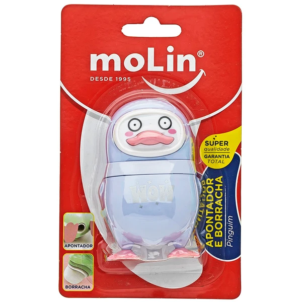 Apontador de lápis com borracha Pinguim Molin