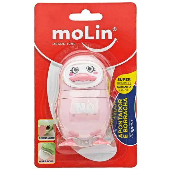 Apontador de lápis com borracha Pinguim Molin