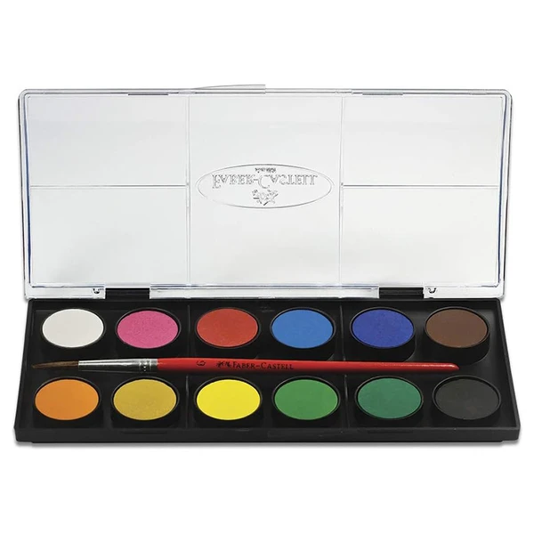 Aquarela escolar com pincel 12 cores Faber-Castell