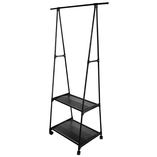 Arara multiuso com haste para cabides e 2 prateleiras 55x42x160