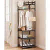 Arara multiuso de canto com haste para cabides, ganchos e prateleiras 43x43x170