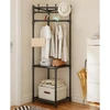 Arara multiuso de canto com haste para cabides, ganchos e prateleiras 43x43x170