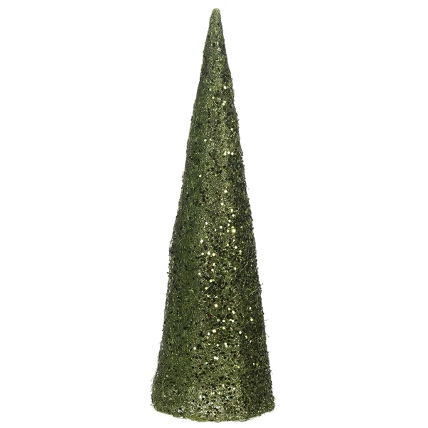 Árvore de Natal cone aramado verde com glitter e fio de fada à pilhas 40 cm