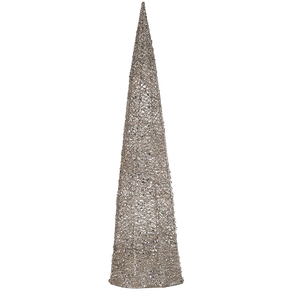Árvore de Natal cone champanhe com glitter e lantejoulas 60 cm